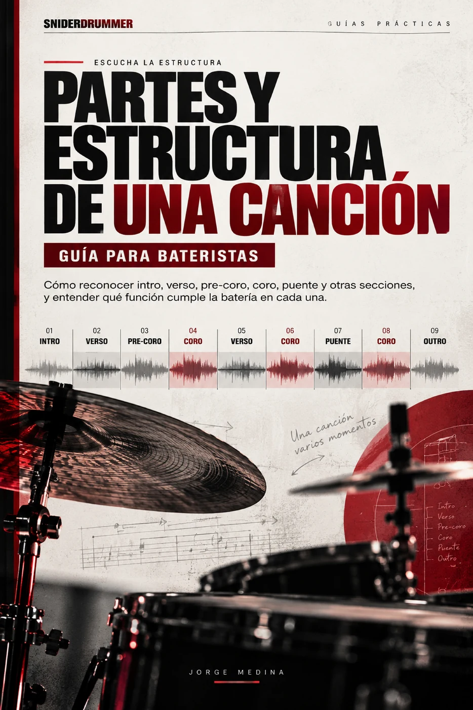Portada real de Partes y Estructura de una Canción, Guía para Bateristas